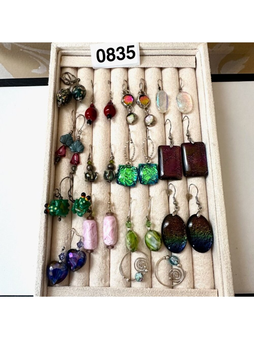 Jewelry Lot Art Dichroic Glass Pierced Earrings Sterling Silver Mixed Metals - Picture 4 of 8